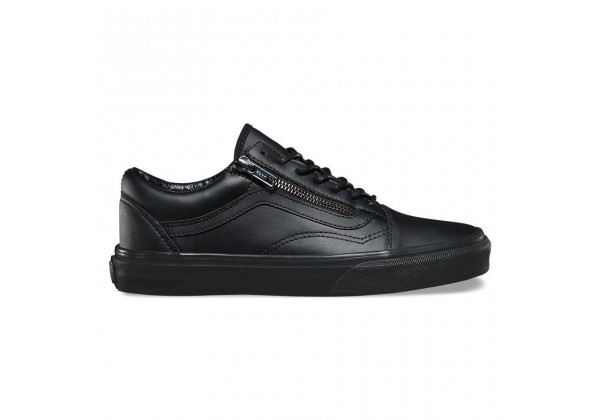 Кожаные кеды Vans Old Skool Zip (Gunmetal) черные