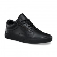 Кожаные кеды Vans Old Skool Zip (Gunmetal) черные
