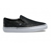 Кожаные слипоны Vans CLASSIC SLIP-ON черные с белым