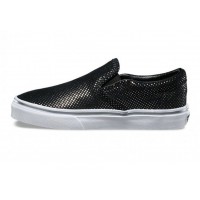 Кожаные слипоны Vans CLASSIC SLIP-ON черные с белым